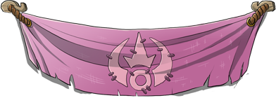 An image of a piece of draped pink cloth with the arcane emblem on it. This used to hang in Joxar's original artwork during the Starfall Celebration.